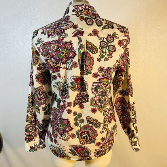 Talbots Petites sz MP Paisley Button Shirt Top - Picture 6 of 10